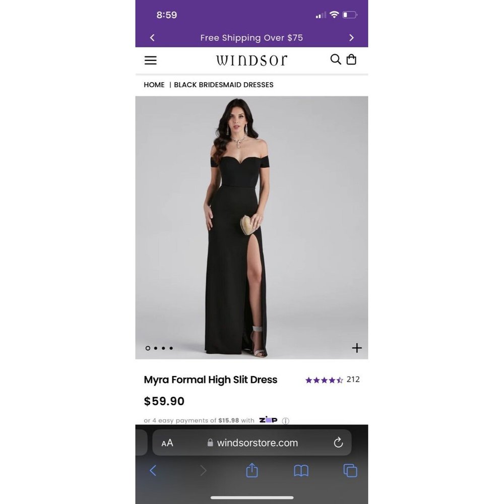 Windsor Women's Black High Slit Formal Dress Size 3/4